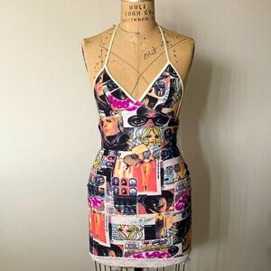 NWT ONE OF A KIND MOD 60’s inspired print club dress Zanne Holmes Tu Shy Medium